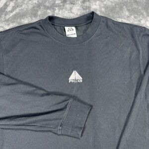 Nike ACG Shirt Mens Extra Small Black Dri Fit Long Sleeve Loose Fit Crewneck Tee